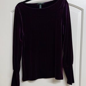 Lauren Ralph Lauren Velvet Blouse in Rich Purple